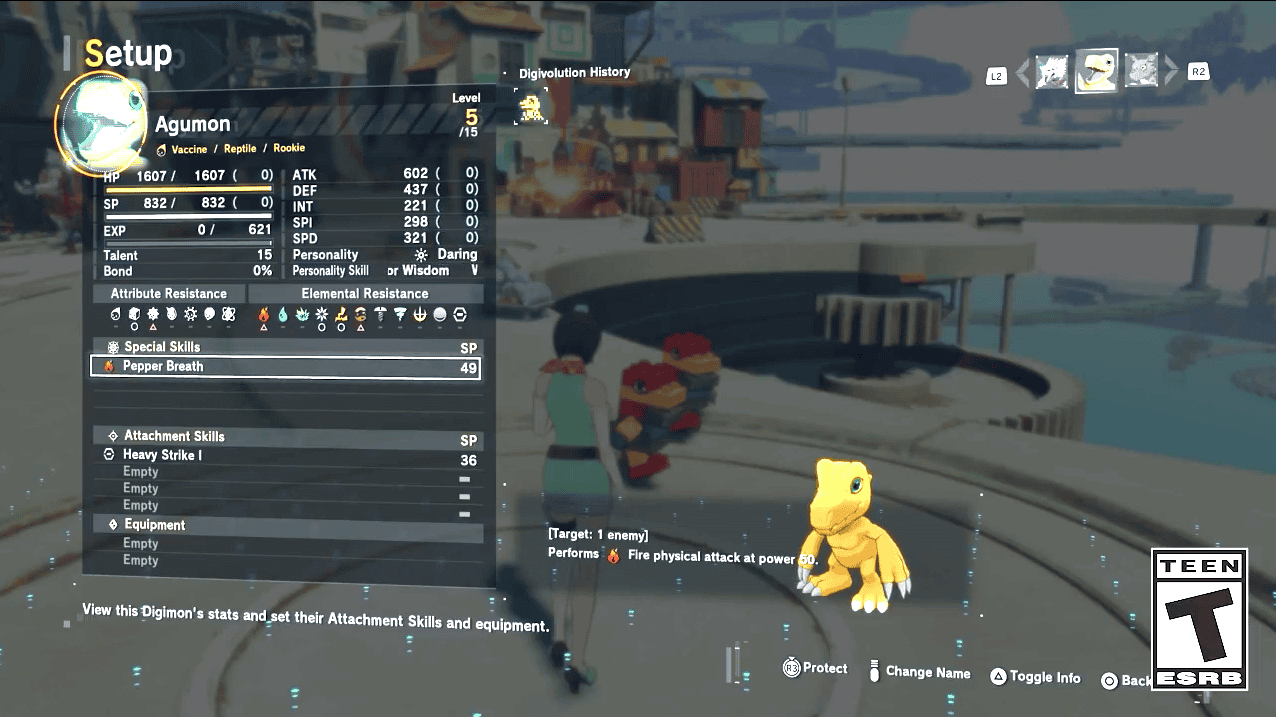Screenshot 2025-06-25 164546 | The Outerhaven Agumon's Stat screen in Digimon Story Time Stranger