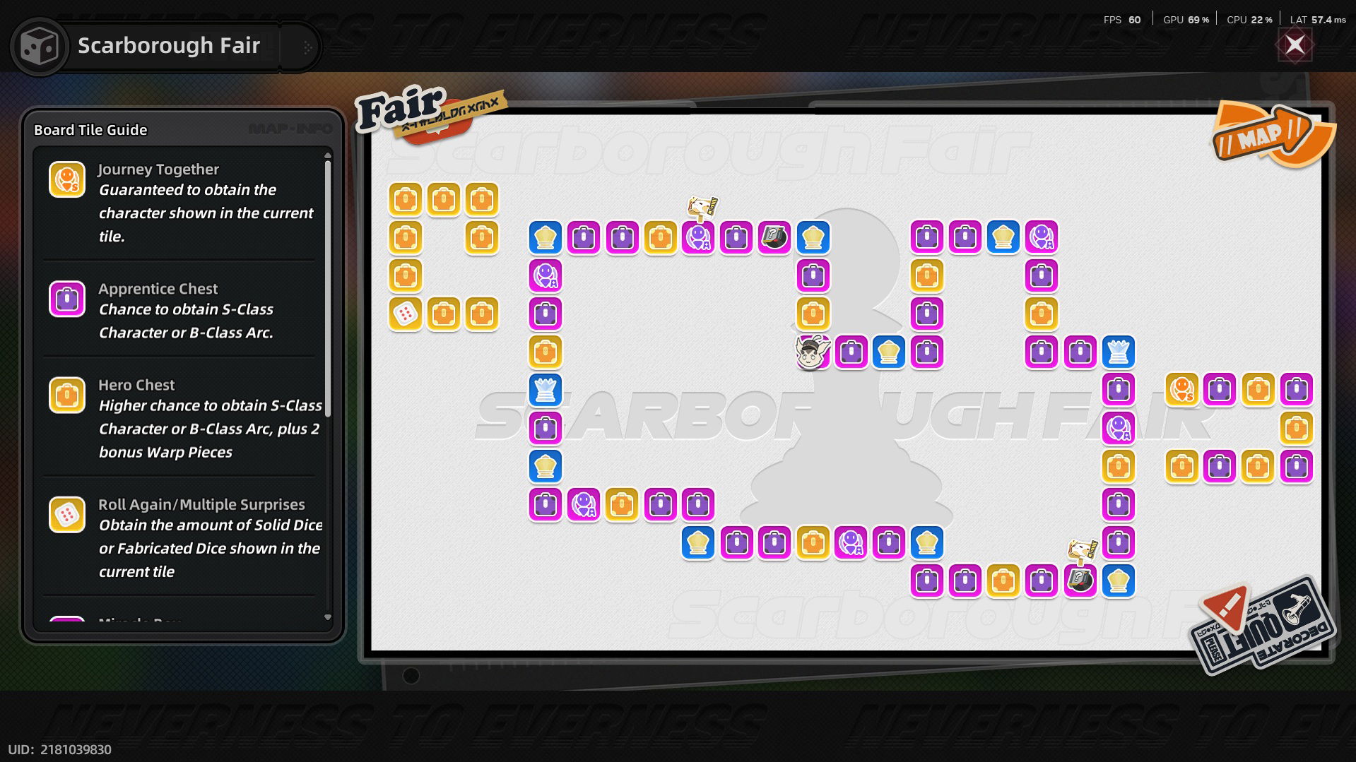 Full map of the dice fair in NTE Neverness To Everness