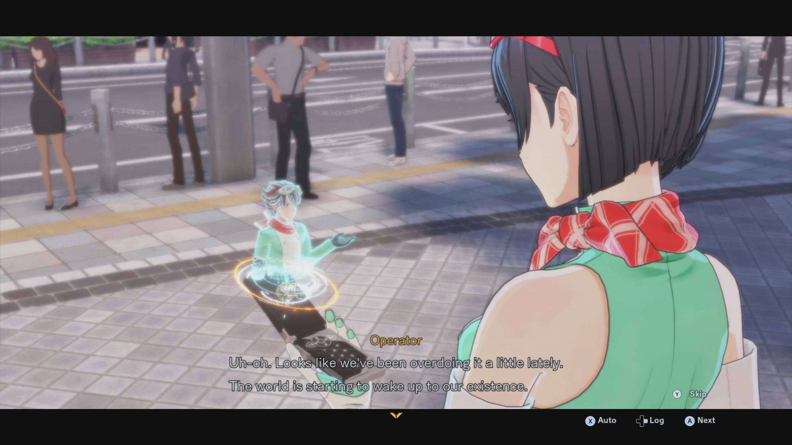 Operator talking to the character avatar in Digimon Story: Time Stranger