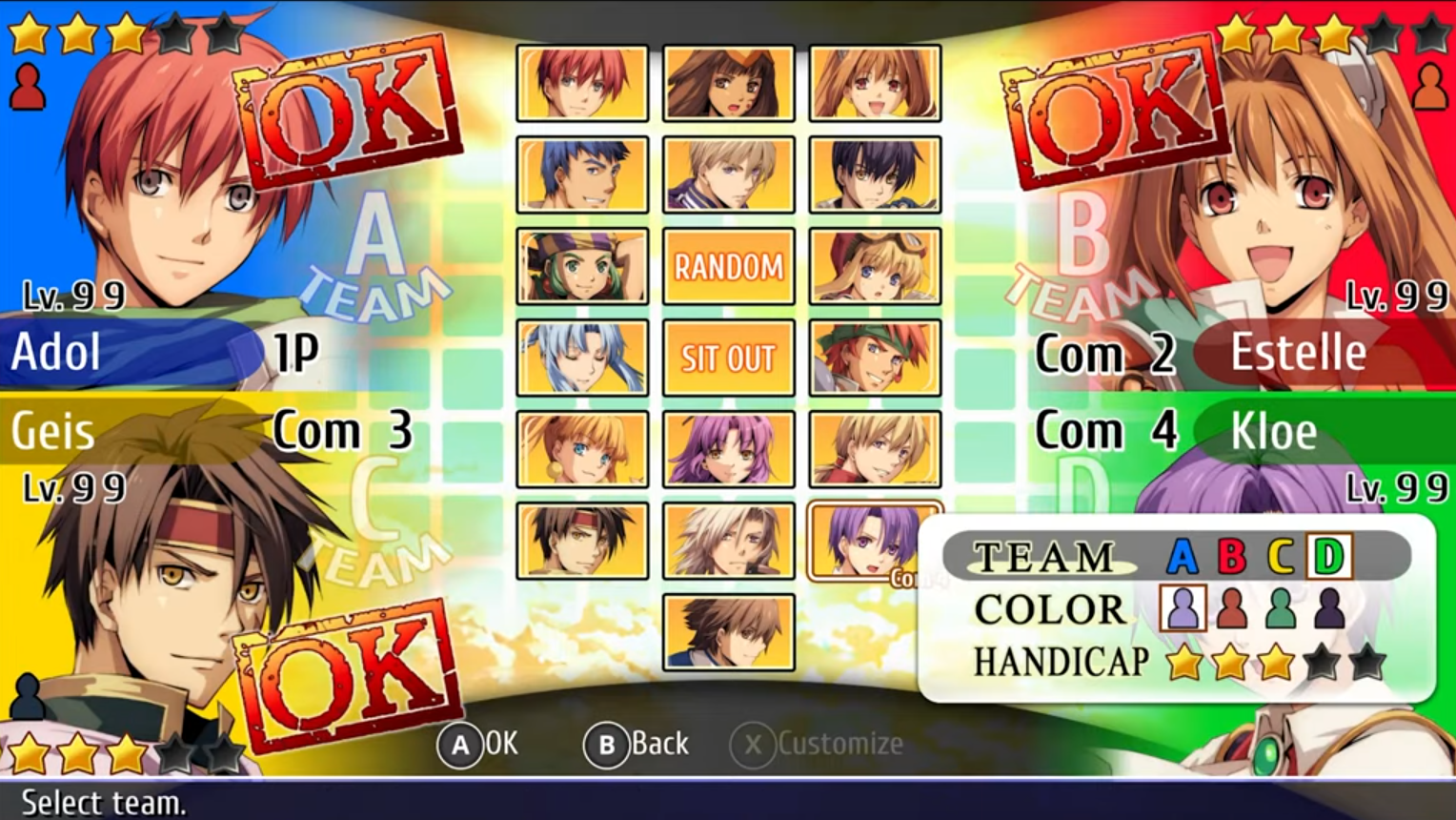 Character roster of Ys vs. Trails in the Sky: Alternative Saga