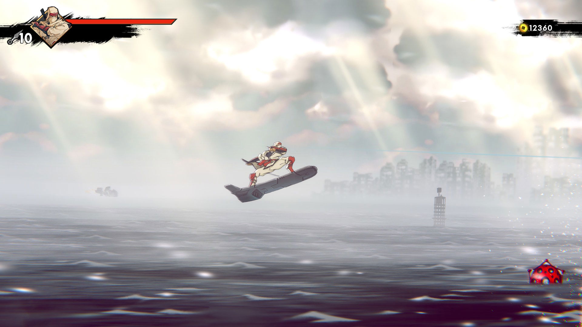 Shinobi Art of Vengeance Review -Joe on a surfboard