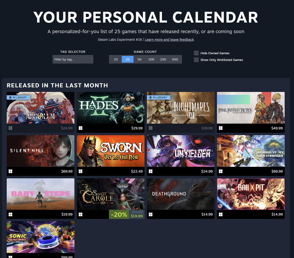 Steam Personal Calendar screenshot-01