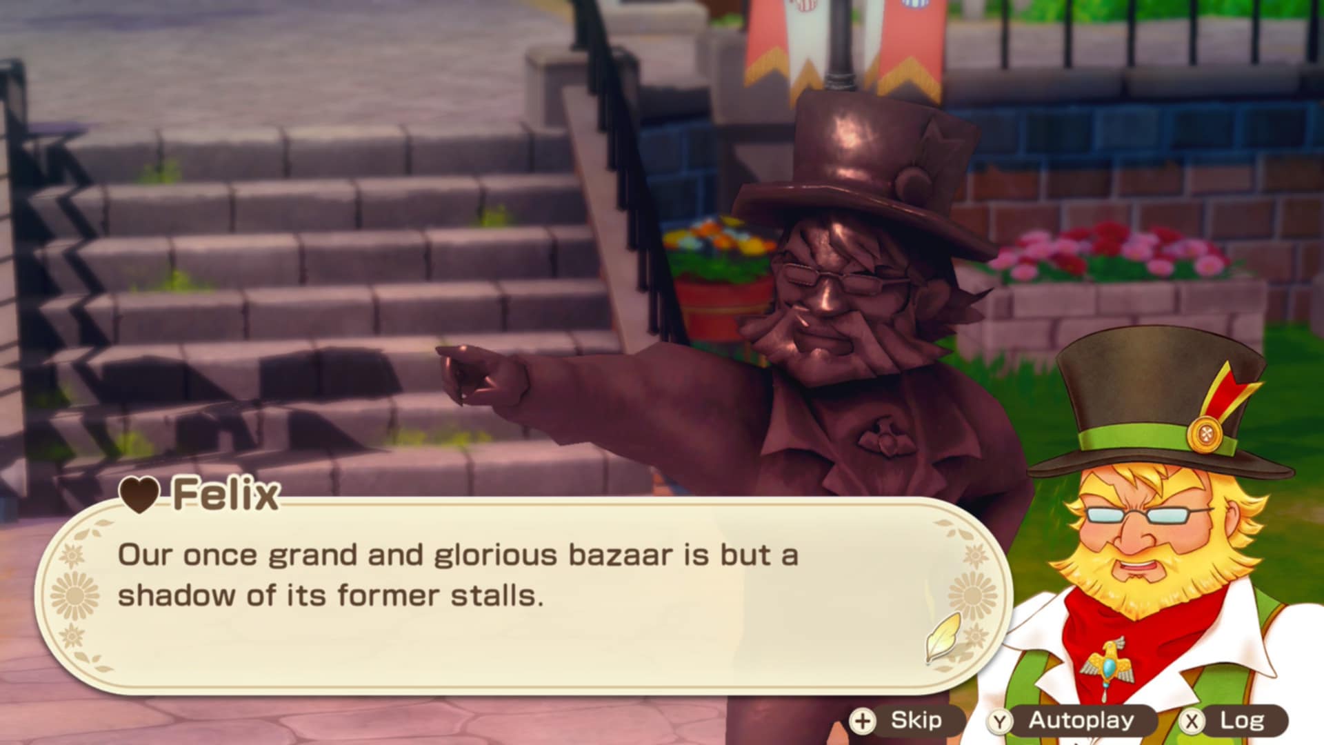 Screenshot of Mayor talking about the grand bazaar in Story of Seasons: Grand Bazaar