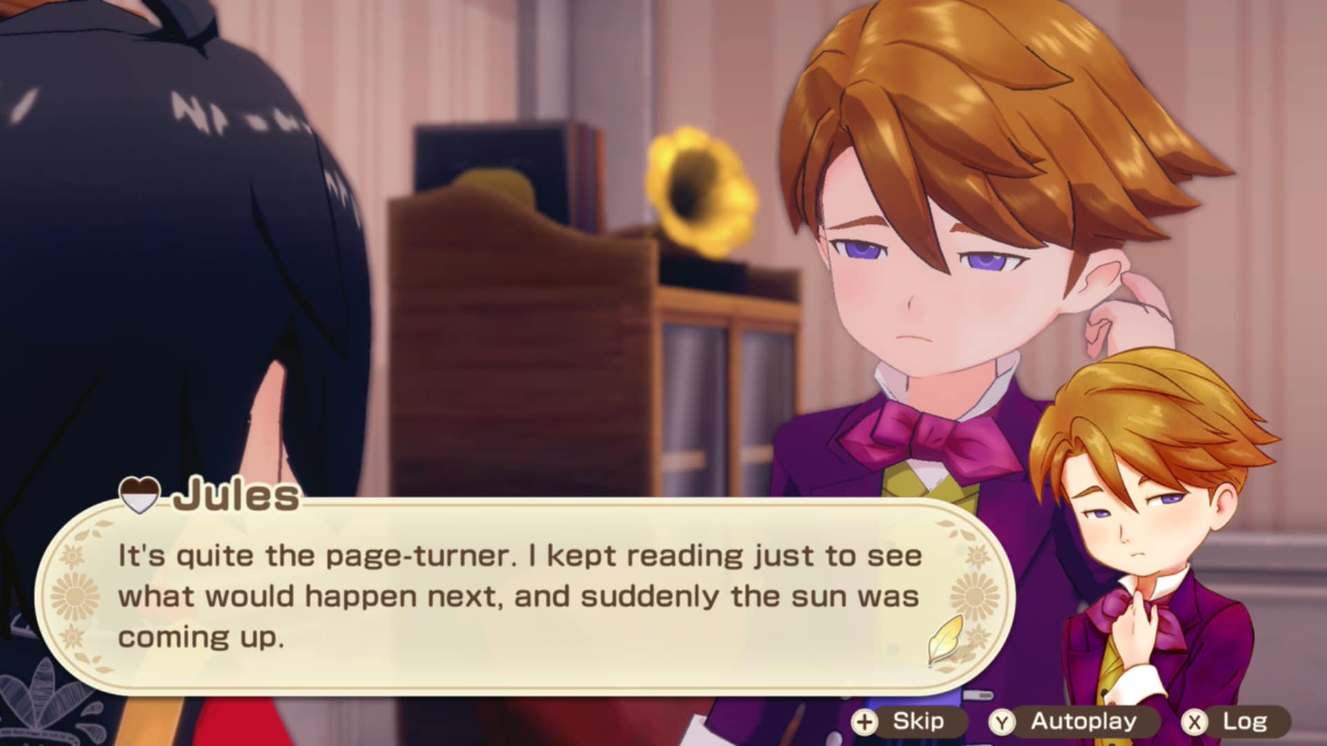 Scene of your character talking to Jules from Story of Seasons: Grand Bazaar