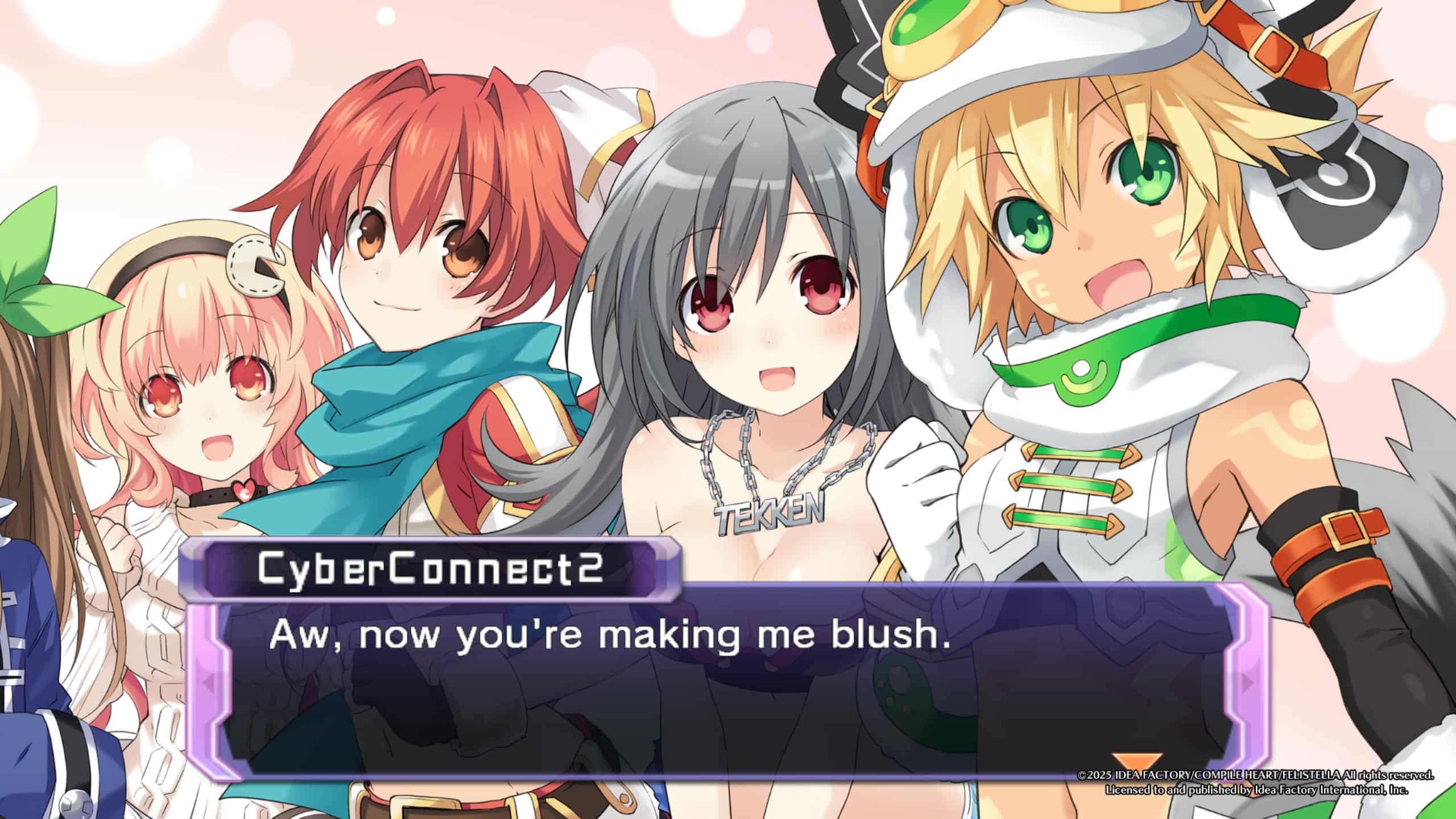 A screenshot depicting the gamindustri developer stand in characters from Hyperdimension Neptunia Re;Birth 1 Plus