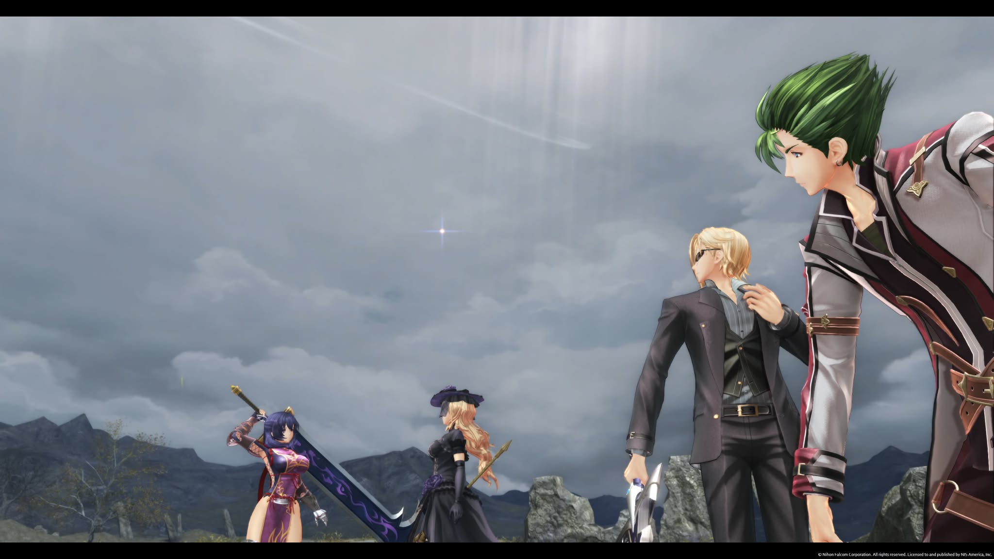 Group image of Kevin, Rufus, Rixia, and the golden butterfly from The Legend of Heroes: Trails Beyond the Horizon