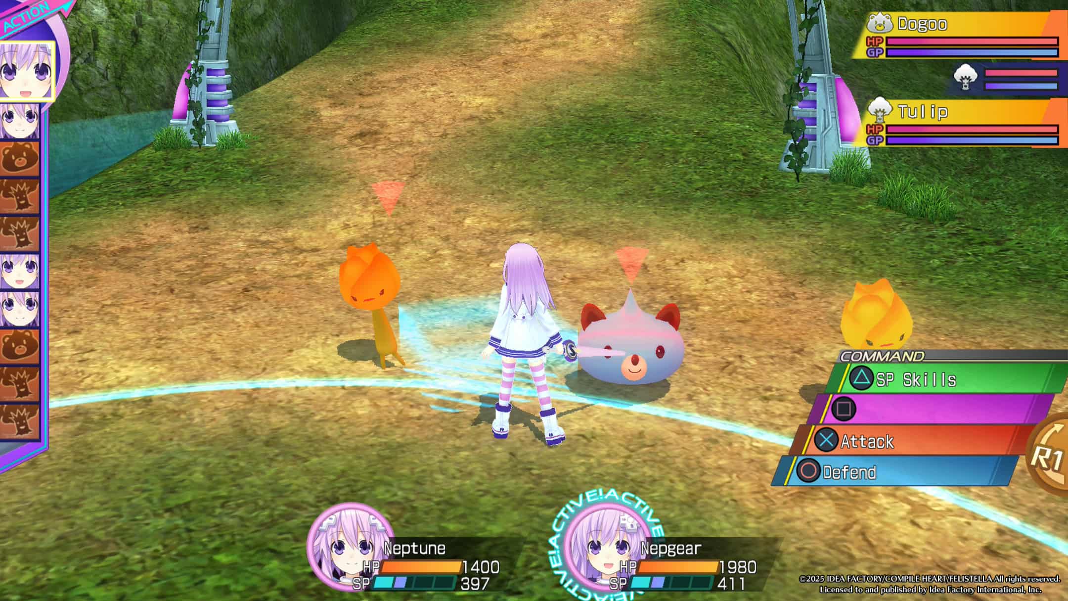 A combat screenshot of Nepgear in Hyperdimension Neptunia Re;Birth 3
