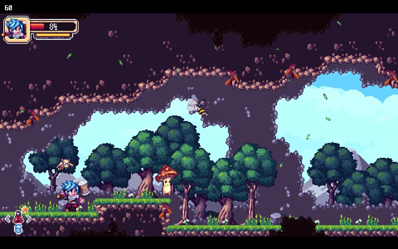 Screenshot from Wings of Endless with Hariku in the Rocky Highlands