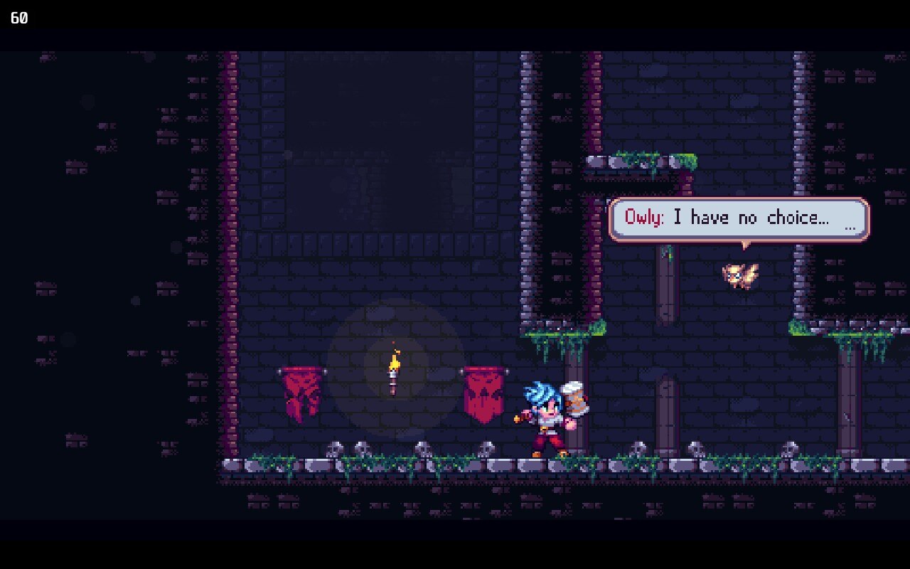 Gameplay screenshot from Wings of Endless with Owly speaking to Hariku
