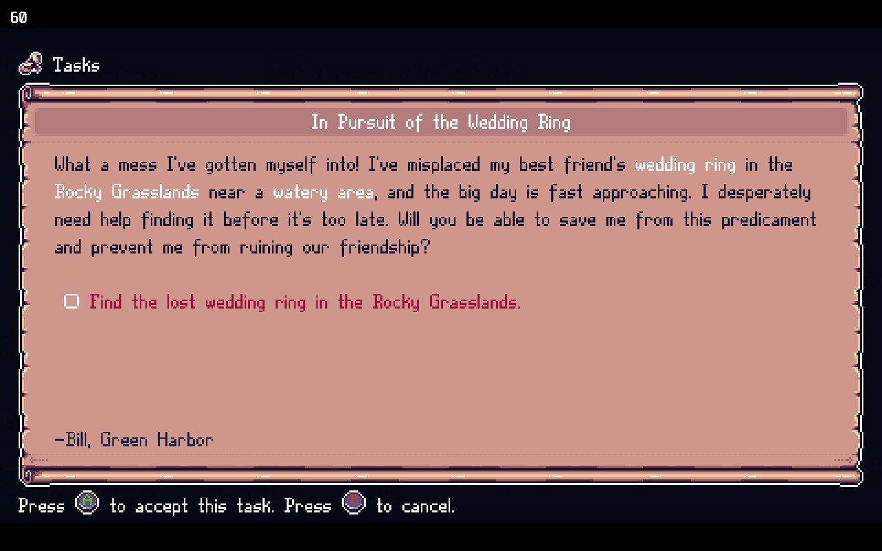 Screenshot of Wings of Endless with the side quest text