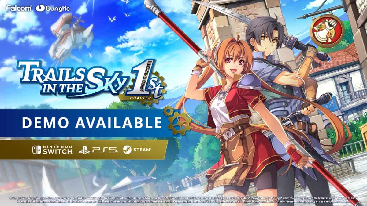 Logo of Trails in the Sky First Chapter with text underneath it that reads Demo Available