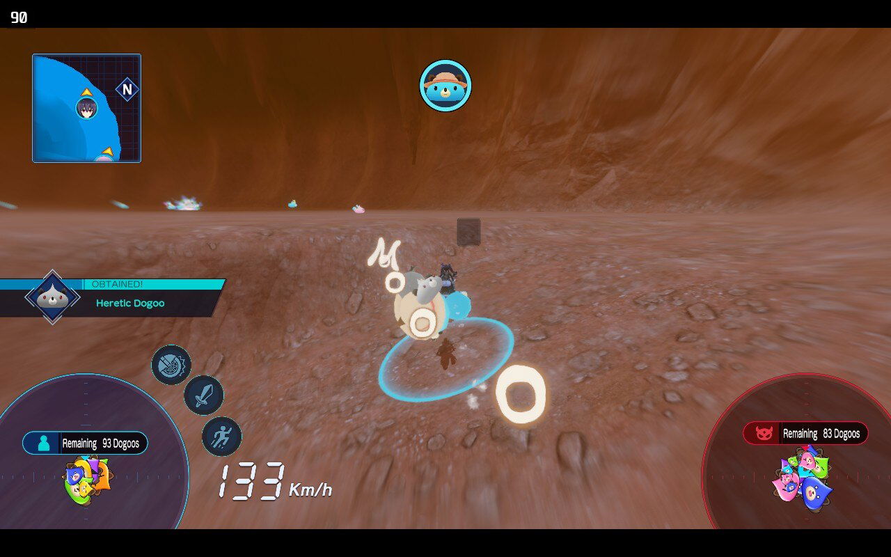 Screenshot of gameplay from Neptunia Riders vs Dogoos on Steam