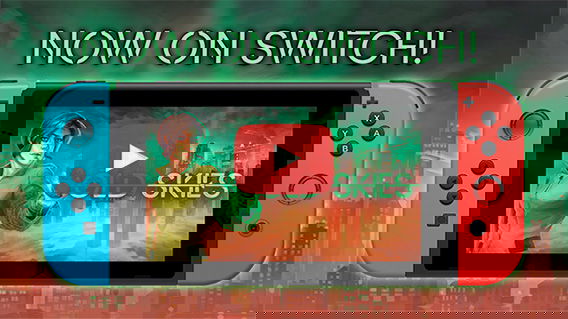 Youtube thumbnail for Old Skies with the text "Now On Switch"